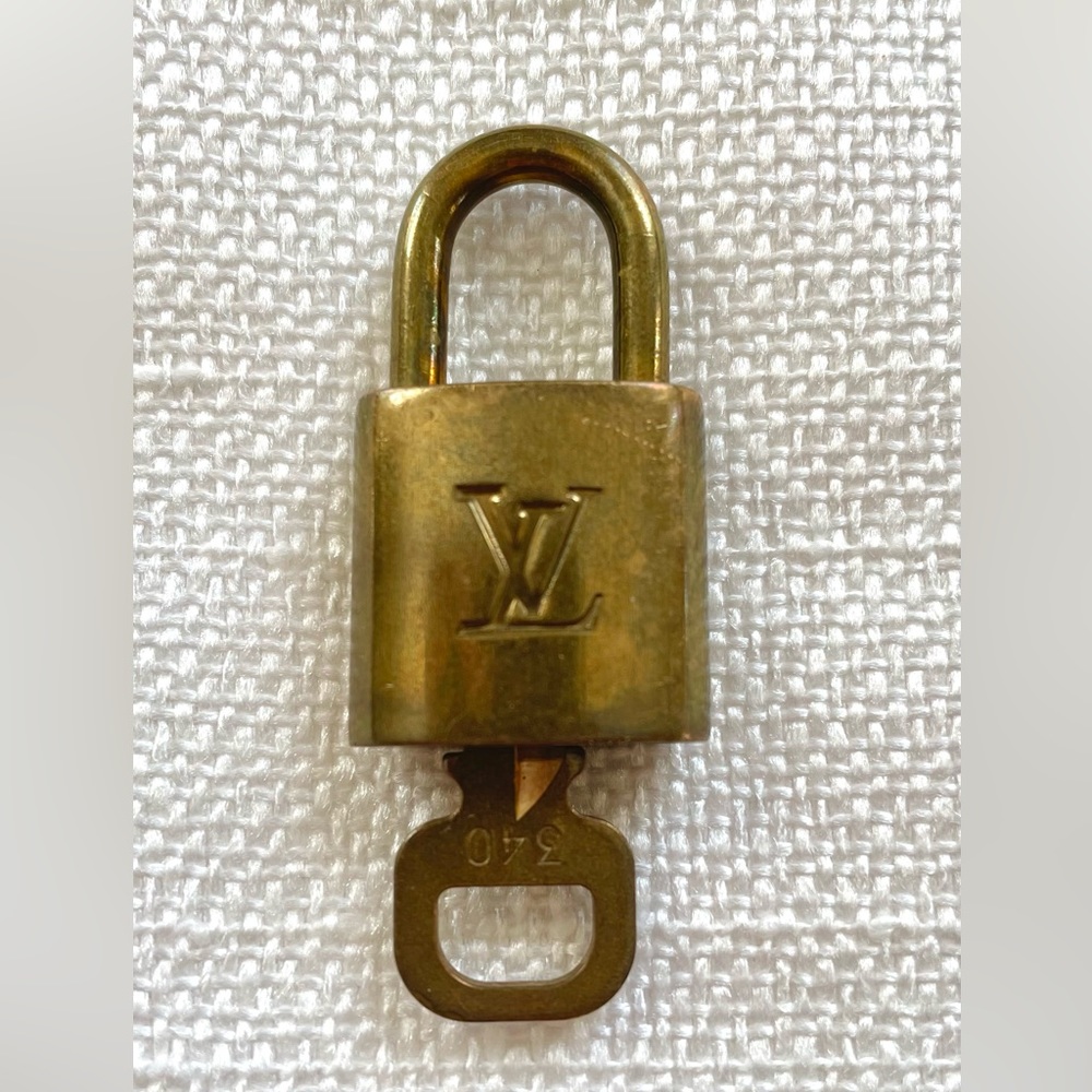 Authentic Louis Vuitton Gold/Brass Padlock & Key Set #340